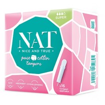 Tampony NAT nice & true z organické bavlny -  s aplikátorem - super (16 ks)